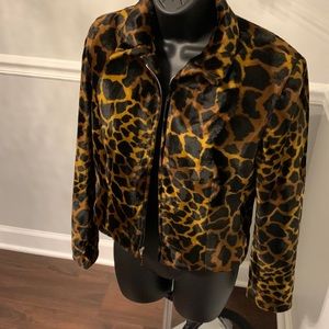 Taiga Paris Faux Leopard Plush Cropped Jacket Size 8